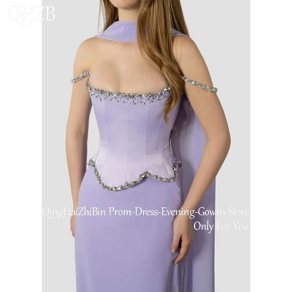 Maßgeschneiderte lila Perlen lange Abendkleider für besondere Anlässe Velours bodenlanges Damen-Gala-Party-Berühmtheitskleid 2025