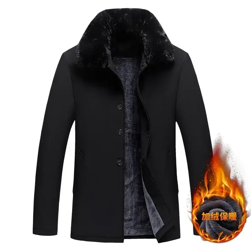 

Men Parker Thick Warm Streetcoat Cotton Coat Jacket Winter Coat Fashion Fur Collar Solid Color Men Zipper Winter Coat Men's New