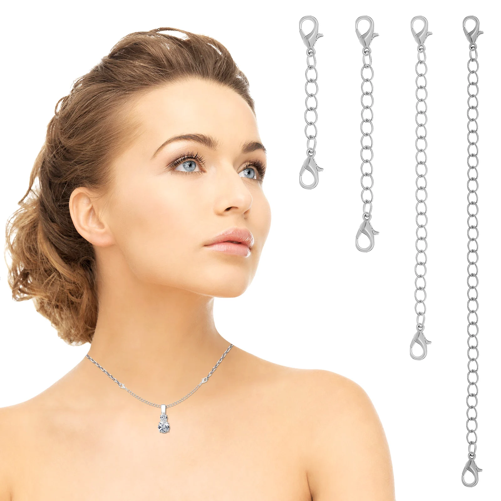 

12 Pcs Alloy Extension Chains 2 3 4 6 Silver Rose Gold Necklace Bracelet Anklet Extenders Jewelry Making Hardware