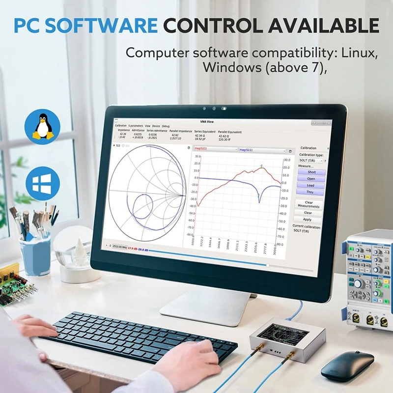 Penganalisa jaringan vektor TFT 4 inci, Nanovna V2 Plus4 50 khz-4 Ghz Shortwave HF VHF UHF 70-90DB Network Analyzer