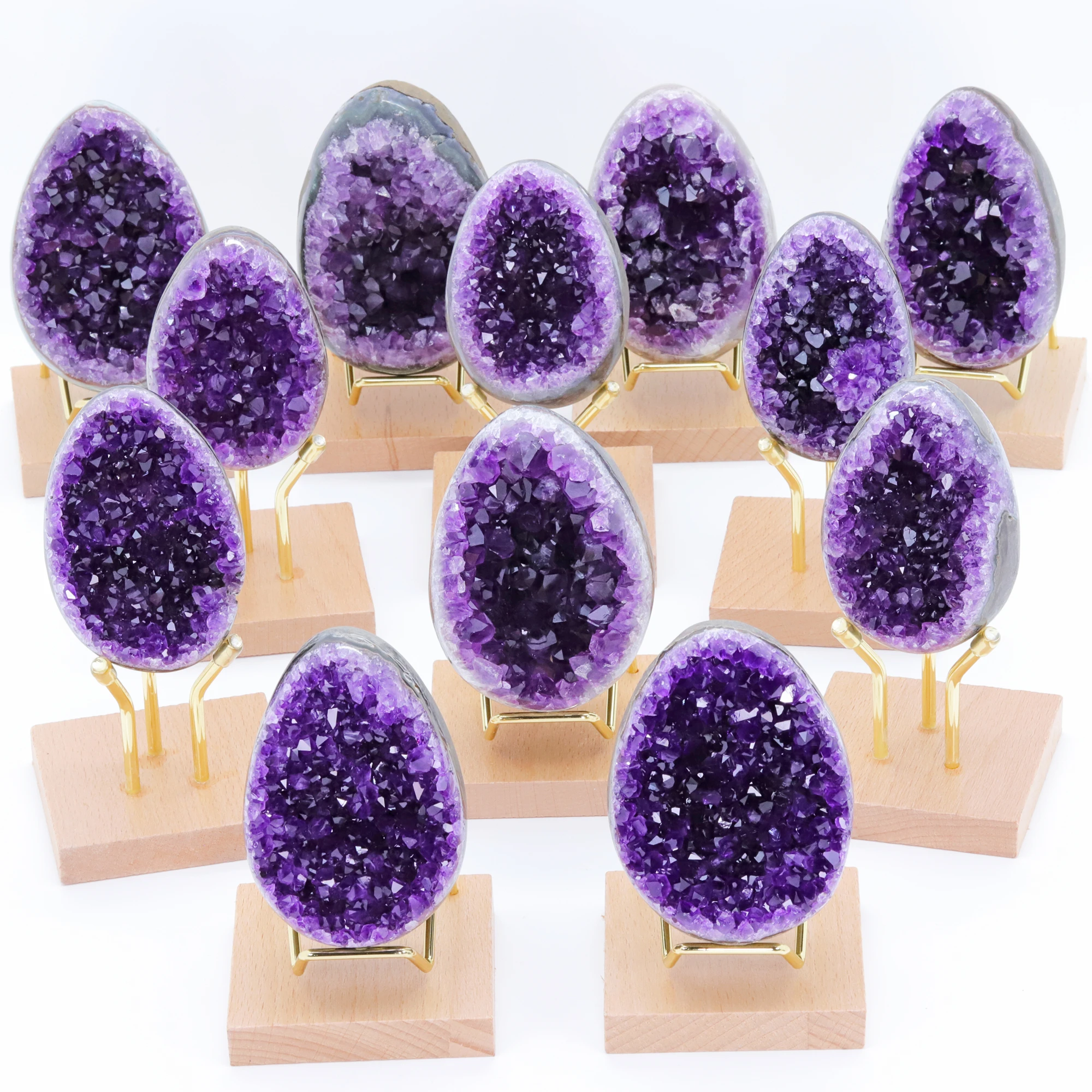 Natural Amethyst Mini Eggs Geode Quartz Cluster Crystal Easter Specimen Energy Healing Mineral Gift Home Decoration Wholesale