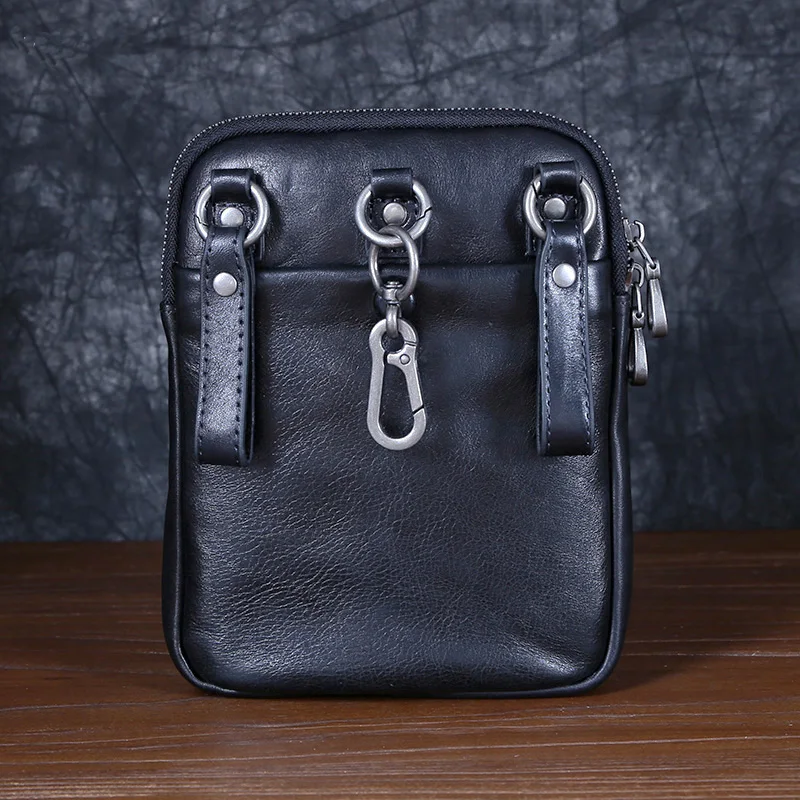 Bolso de hombro Bolso de cuero para hombre Bolso cruzado de piel de vaca de capa superior Riñonera con personalidad de tendencia informal para hombre