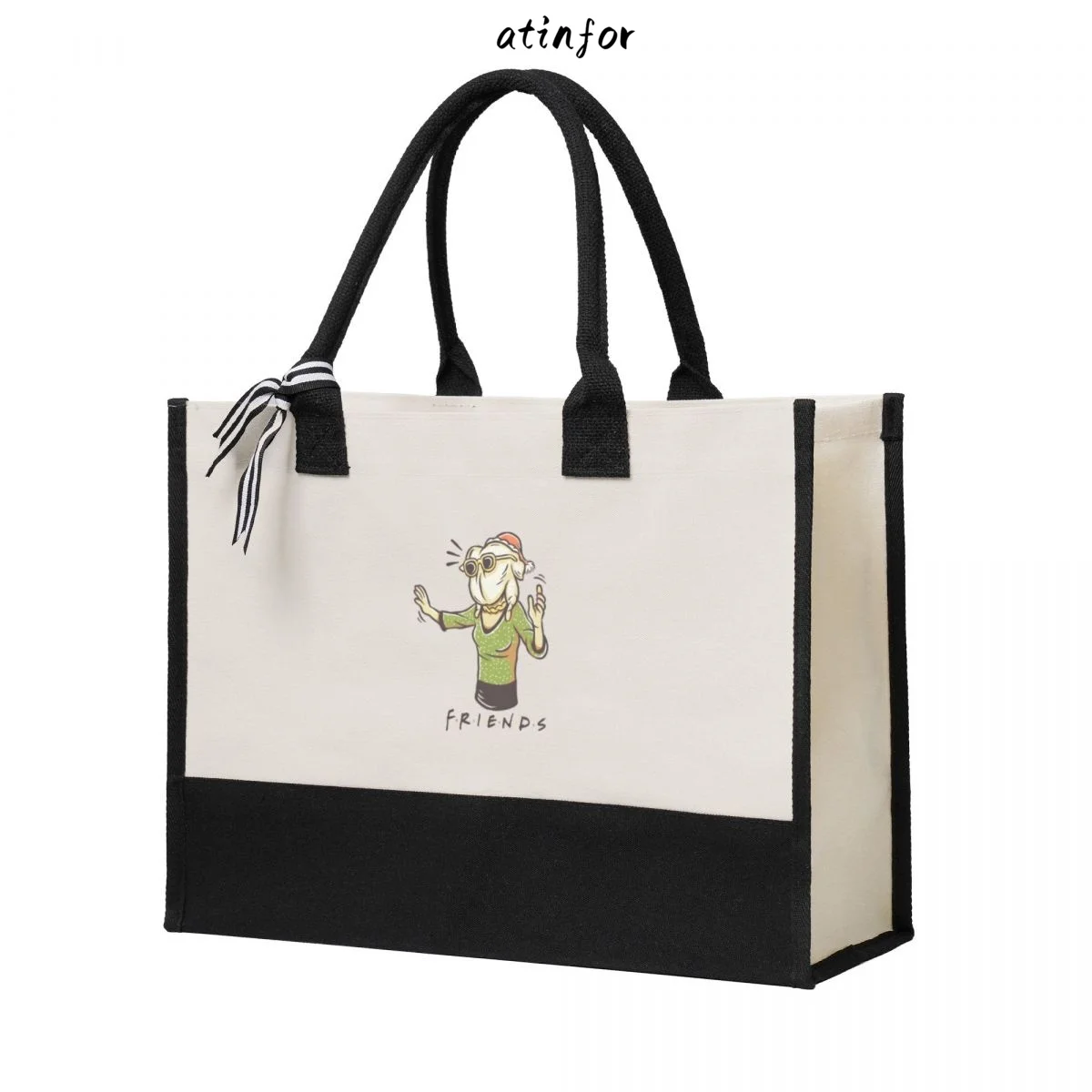 atinfor 43x17x32CM Friends Women Canvas Handbag Lady Beach Shoulder Shopping Casual Beach Bag Large