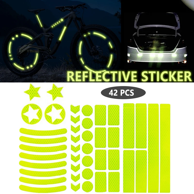 1 Set Car Tire Reflective Sticker Night Driving Safety Warning Strip Motorcycle Bike Auto Wheel Reflector Stickers Decals Decors