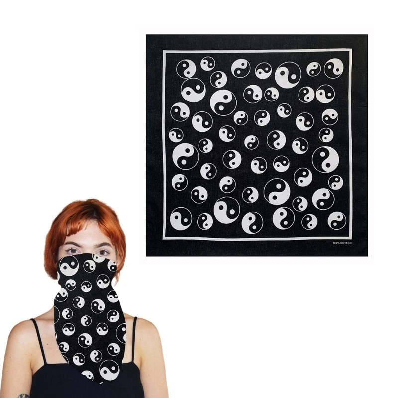 Lenço cabeça bandana com padrão legal 21 para mulheres, masculino, turbante quadrado, lenço cabeça colorido,