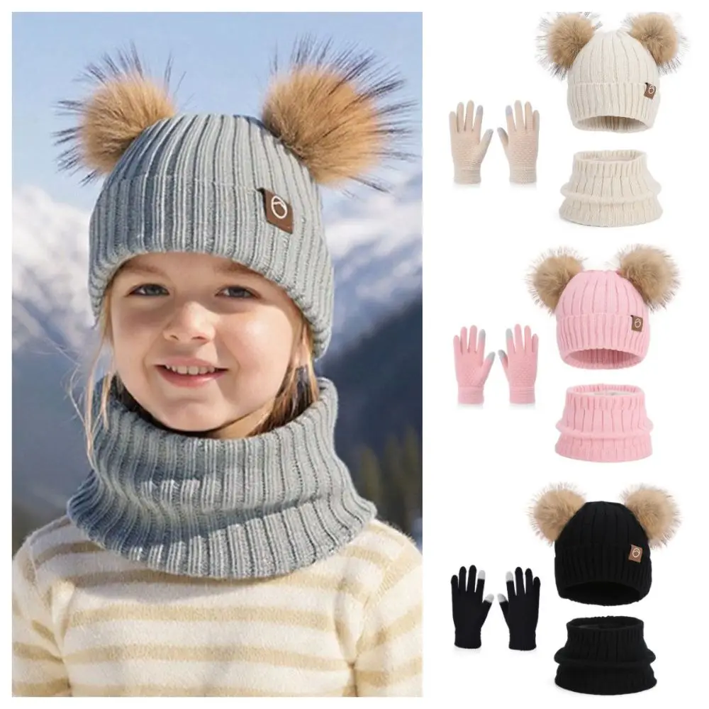 3 قطعة/المجموعة الصوف اصطف قبعة وشاح قفازات مجموعة الحماية الحرارية محبوك قبعة الأطفال قبعة يندبروف الدافئة رشاقته