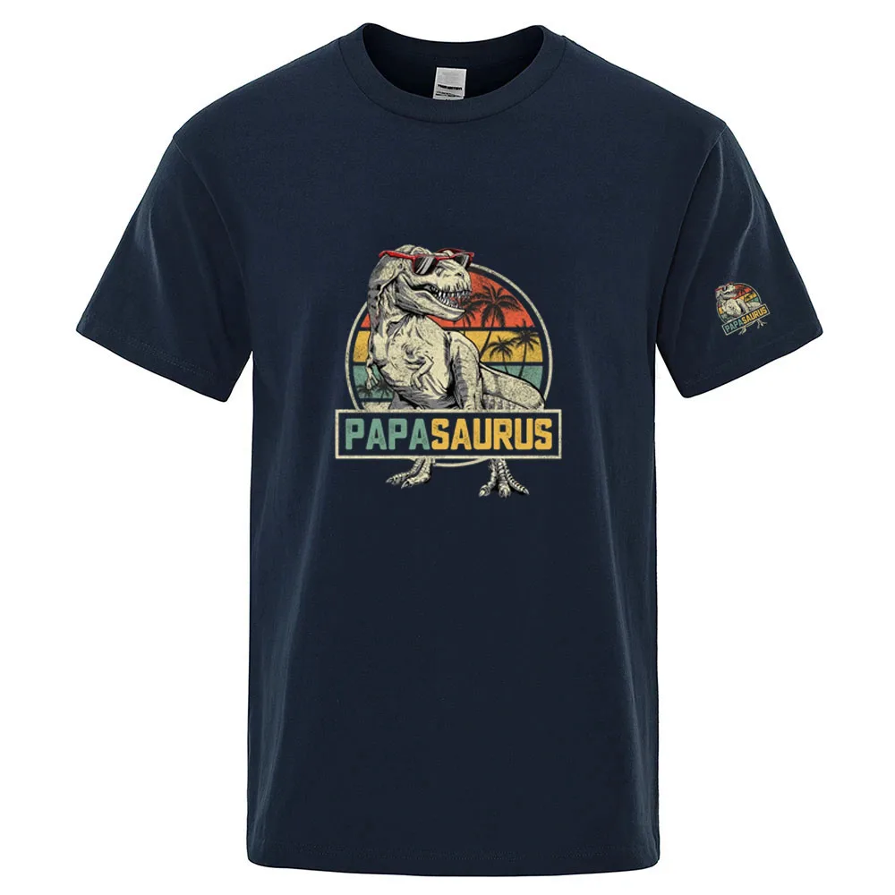 Rex Papa Saurus Dinosaur Printing 2025 Men's High Quality Ordinary Short Sleeve T-Shirt Papasaurus Solid Color Casual Tops