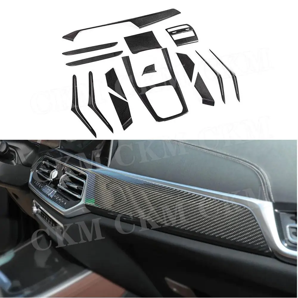 

Dry Carbon Fiber Car Door Inner Trim Strips Covers Stickers Gear Shift Panel Storage Box Inner Decoration for BMW X5 G05 2020+