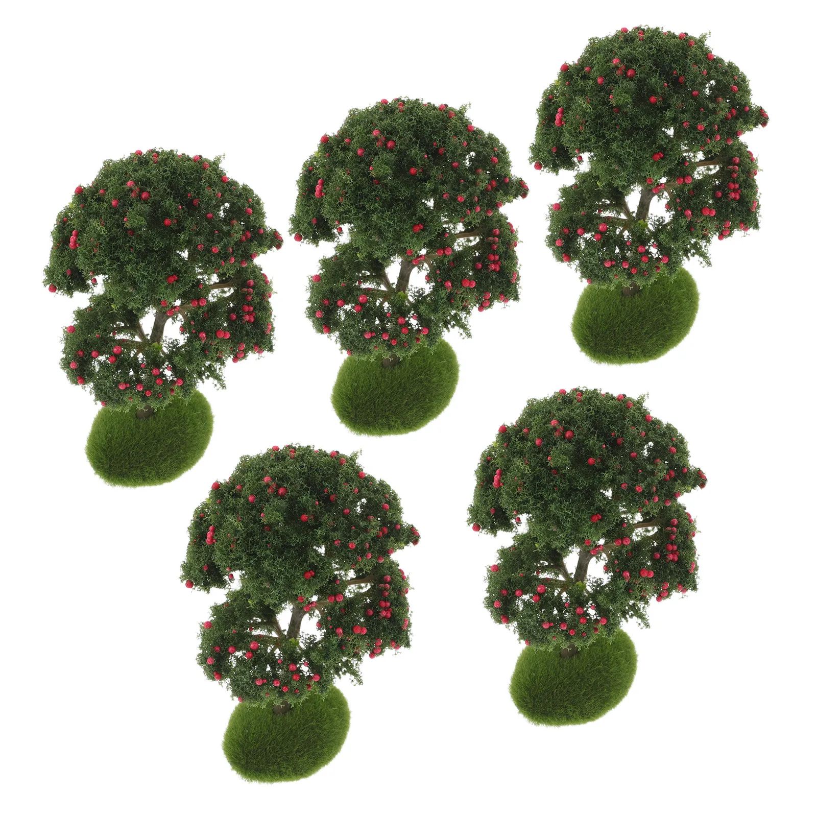 

5Pcs Micro Landscape Decoration Realistic Miniature Artificial Fruit Trees Plastic Trees for Sand Table Architectural
