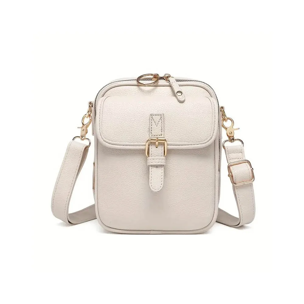 

Leather Women Messenger Bag Large Capacity Anti-theft PU Shoulder Bag with Adjustable Removable Strap Solid Color