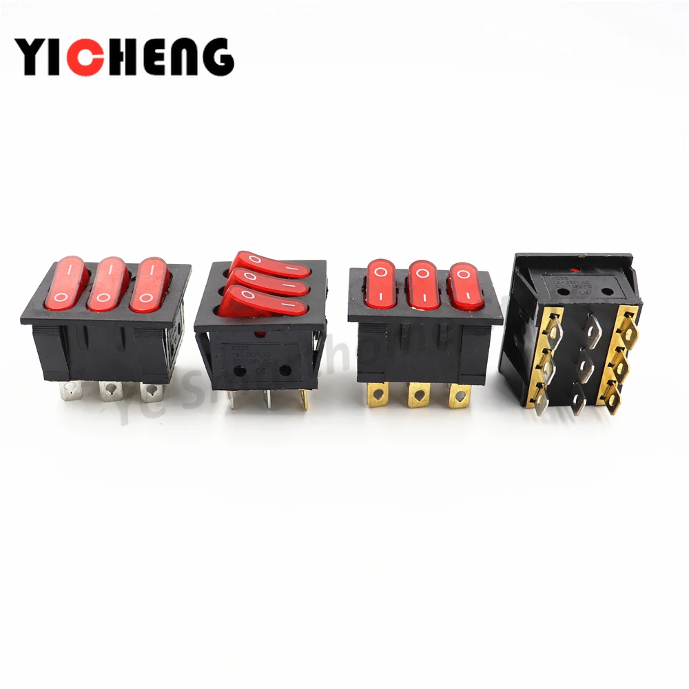 4 قطعة KCD4 12V 220VTriple الأحمر مع ضوء 9 أقدام 2 التروس قارب التبديل KCD3-303 3 في 1 مزيج الروك 15A المنزل الطاقة التبديل #5