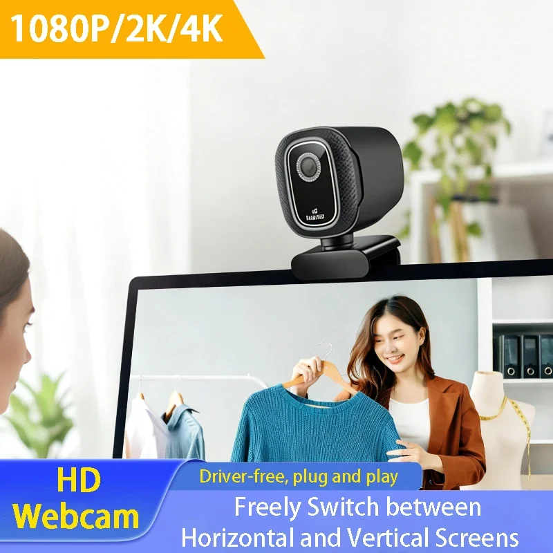 4K Webcam for PC 1080P HD Video 2K Comperter Camera with Microphone Autofocus Web Camera for Live Broadcast/Online Class/Meeting