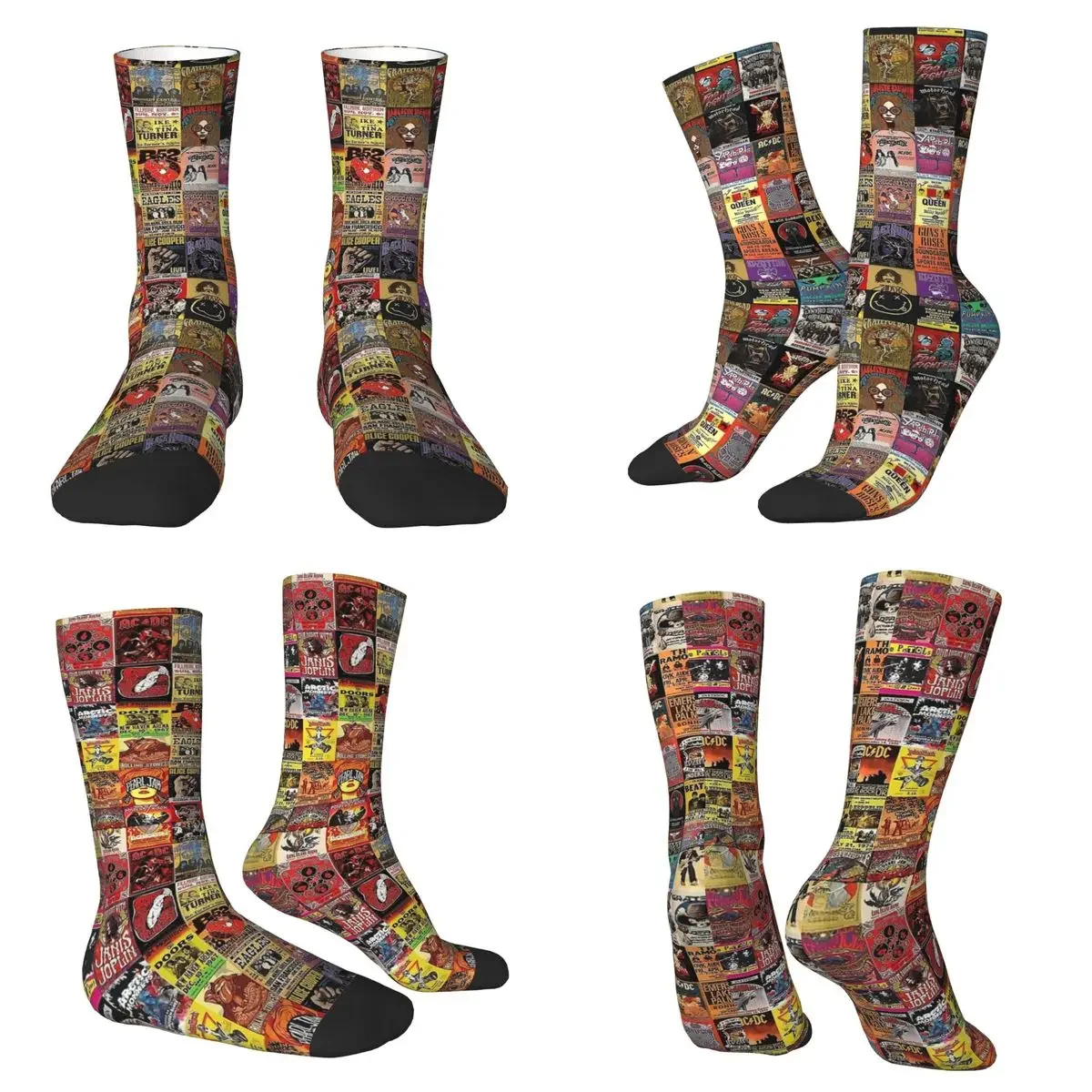 

Rock Band Posters Socks Harajuku Sweat Absorbing Stockings All Season Long Socks for Unisex Valentine's Day Gifts