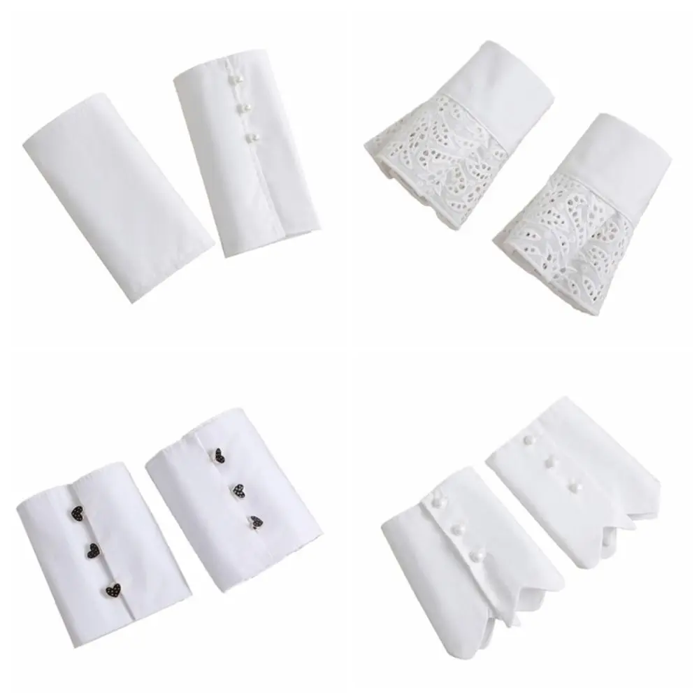 

DIY Polyester Detachable Lace Sleeves Lace White Floral Embroidery Cuffs Detachable Shirt Cuffs Women