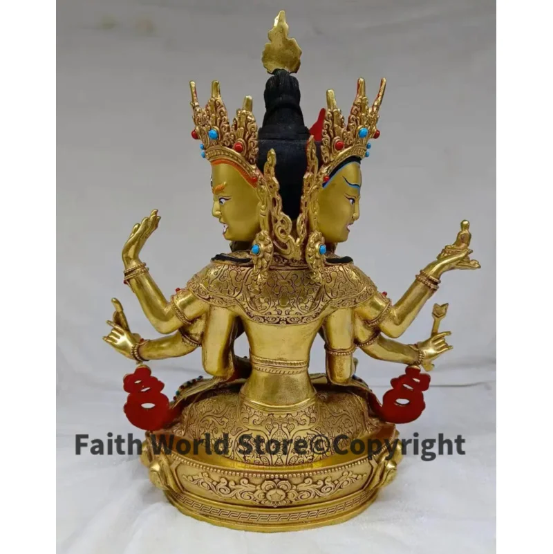 Imagem -04 - Grande 2023 Boa Casa Família Eficaz Talismã Budismo Completo Douramento Banhado a Ouro Namgyalma Kong Kim Buda Estátua 32cm