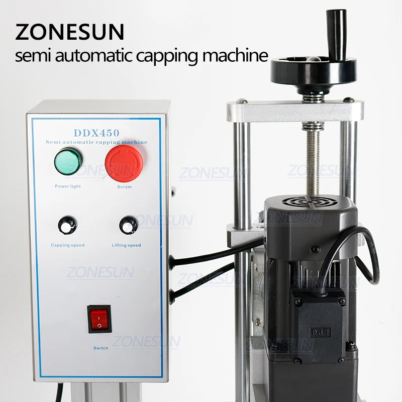 ZONESUN Semi-Auto Bottle Cap Screw Capping Machine Bottle Capper Sealer Electric Capping Tool Cola Soft Drink Bottle Chuck