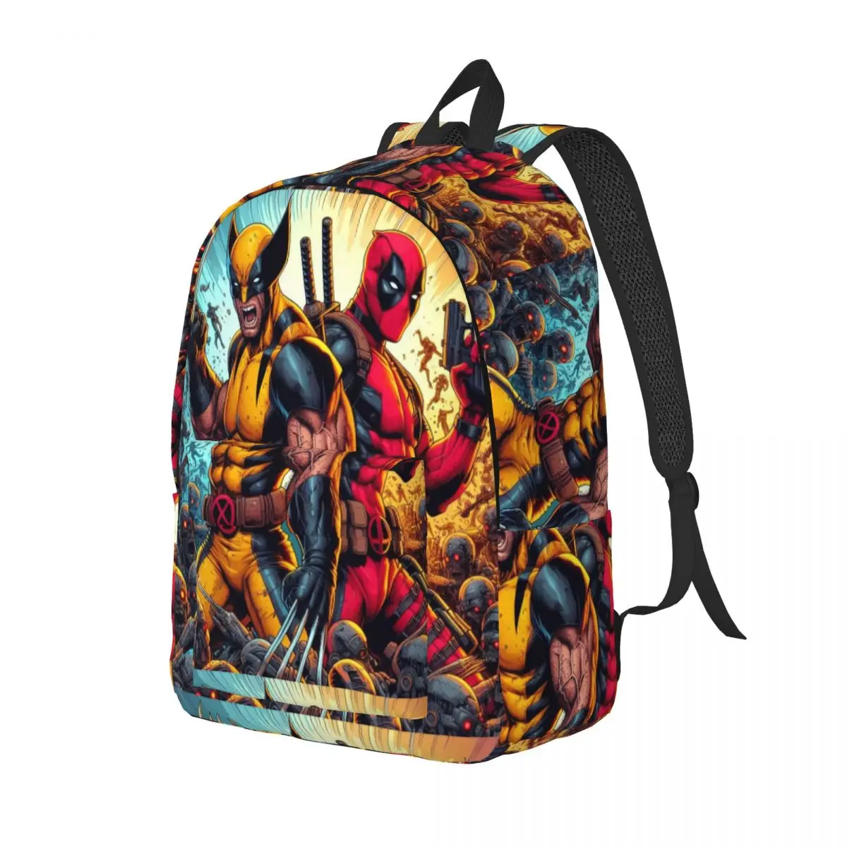 Custom Deadpool And Wolverine Walpaper Canvas Backpack for Men Women Water Resistant College School Bag Printing Bookbags