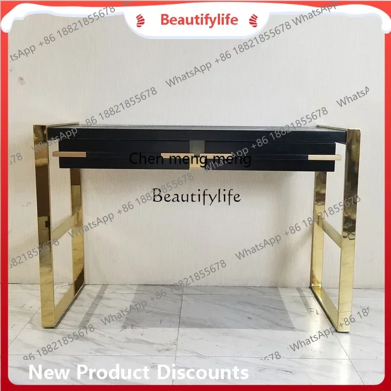 cn8350 New style New Italian light luxury stainless steel plate computer desk desk champagne gold ss 8617
