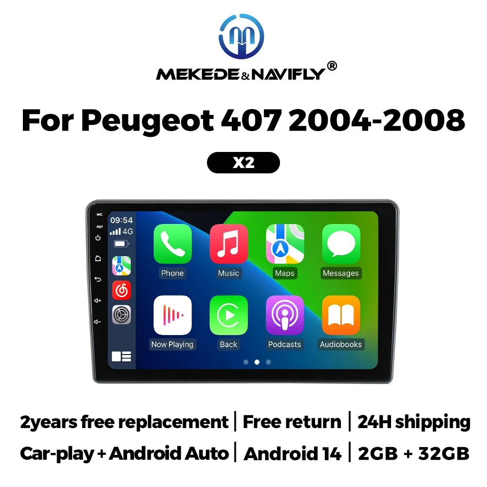 MEKEDE 9 zoll Auto Stereo Radio Für Peugeot 407 1 2004-2011 Multimedia MP5 Video Player GPS navigation carplay + Auto WiFi FM Audio