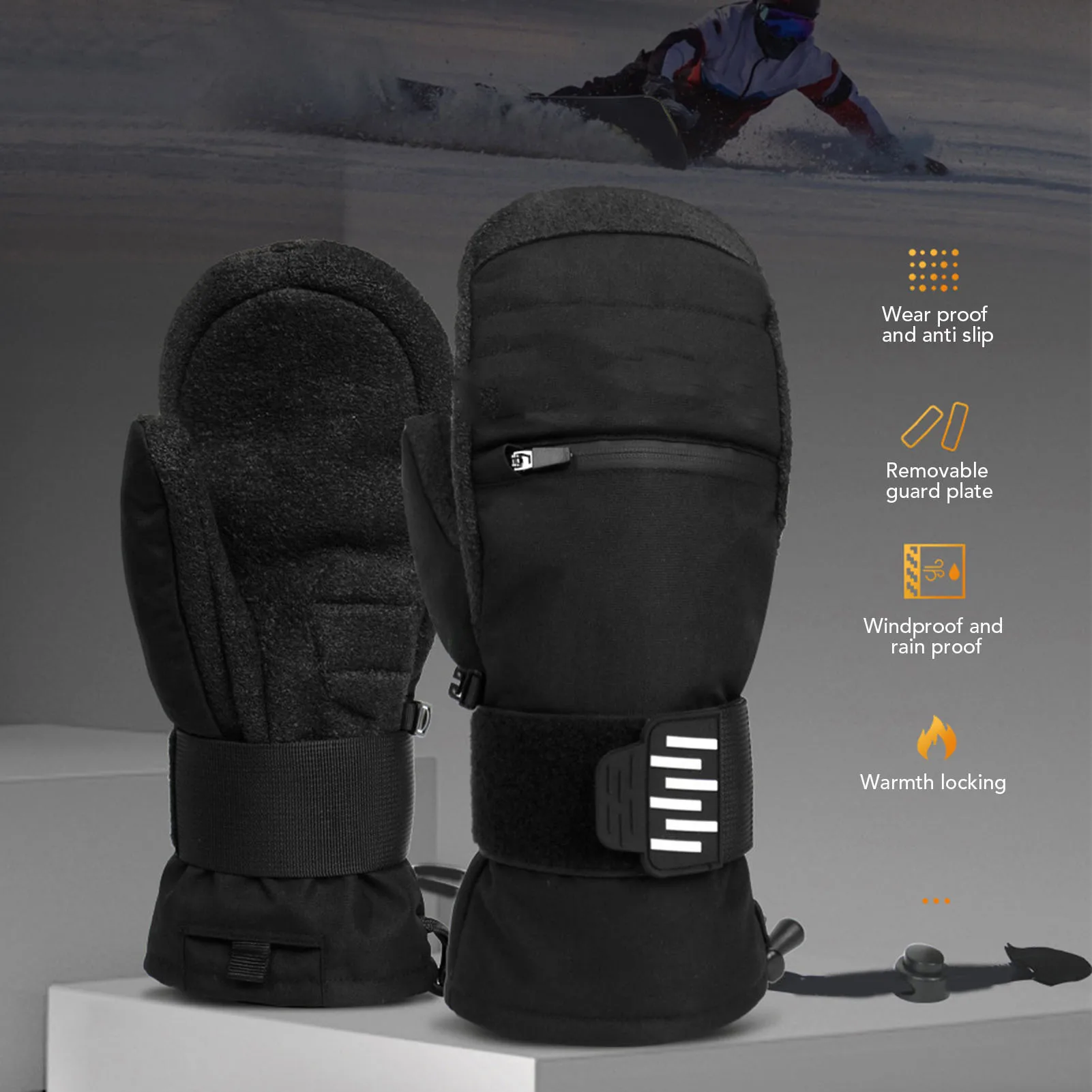 قفازات التزلج إيفا امتصاص الصدمات مكافحة خسر شريط للرسغ الأراميد الحرارية الدافئة بطانة قفازات الشتاء للطقس البارد للنساء