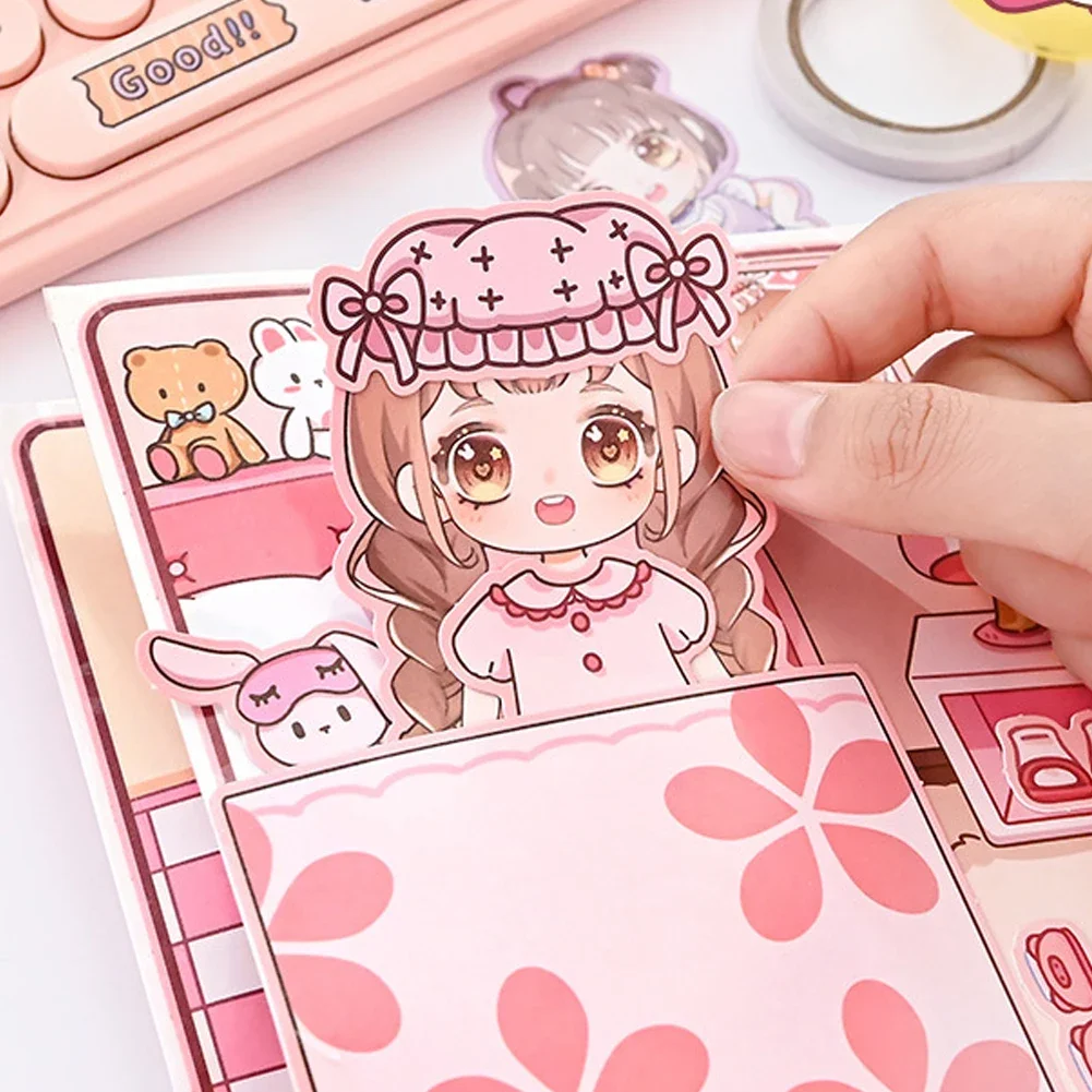 4 Styles Creative Diy Animated Quiet Book Girl Dress Up Children's Educational Handmade Paper Book Doll Full Set Food Daily Life