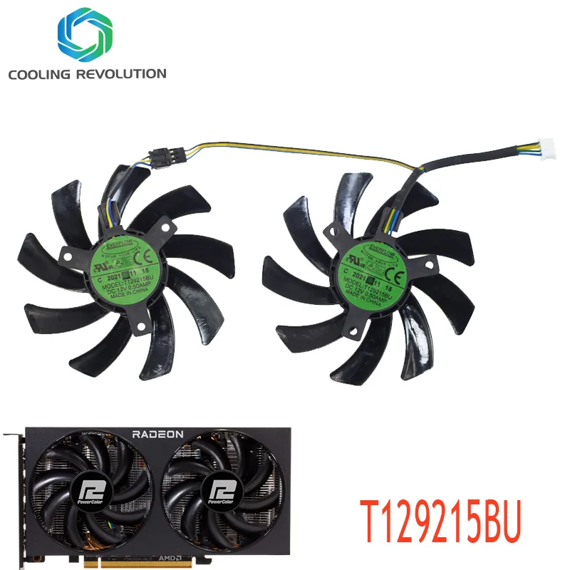 87MM Graphics Video Card Fan T129215BU For PowerColor RADEON RX6650 RX6600XT RX6700 RX6700XT