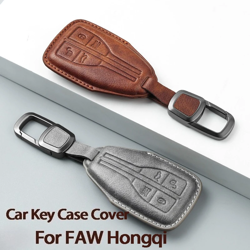 

Leather Car Remote Key Case Cover Shell Fob For FAW Hongqi HS5 H5 H9 HS7 H7 L5 HS3 L9 Holder Key Fob Keychain