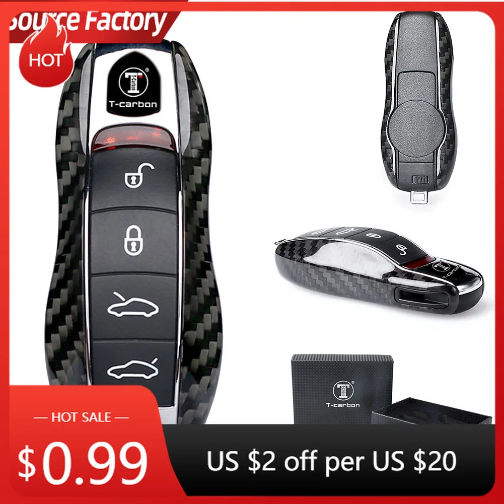

Car Stickers Car Key Shell Case Remote Key Housing Cover Genuine Carbon Fiber Black For Porsche 911 Cayenne Panamera