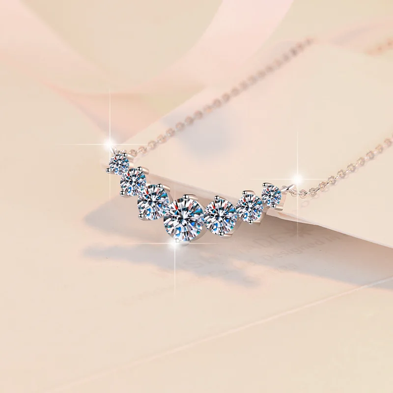 925 Sterling Silber Halskette mit Moissanit-Anhänger, Edel für Damen, Hochzeitsschmuck, Feine Accessoires, Modische Partygeschenke