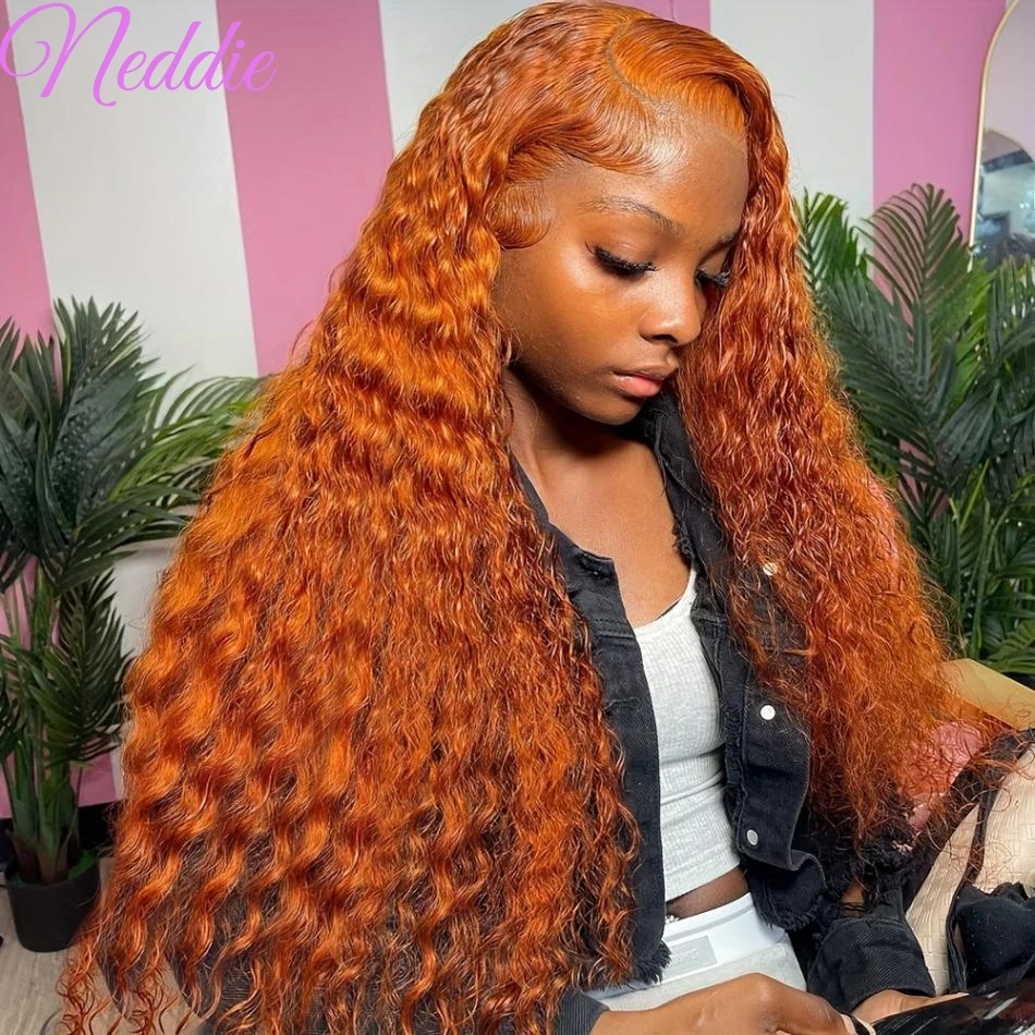 Ginger Curly Wigs Lace Frontal Wig 13x6 13x4 HD 100% Human Hair 30 40 Inch Deep Wave Brazilian Wigs For Women Lace Front Wig