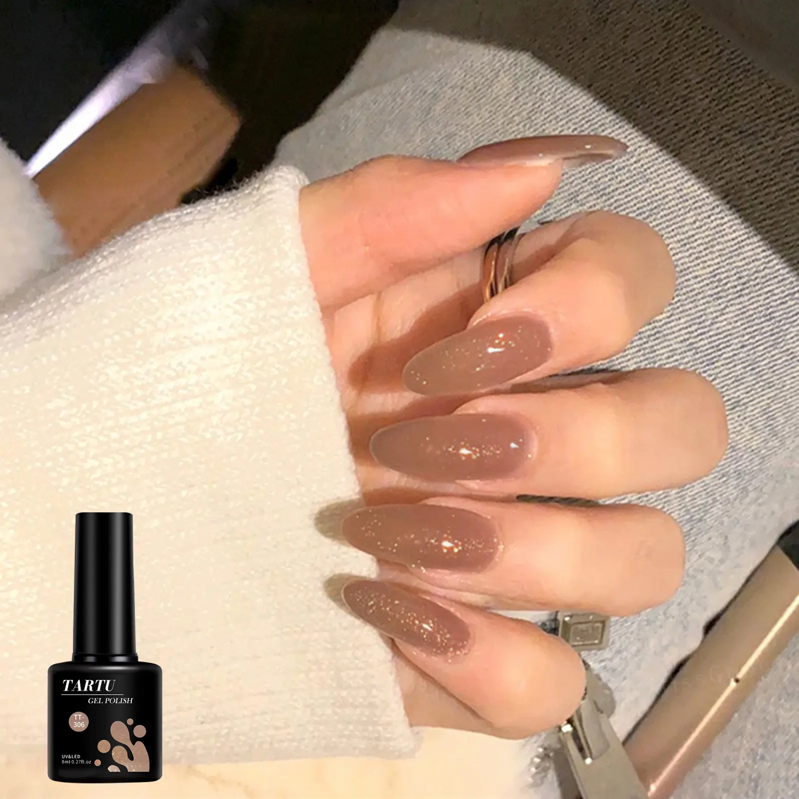 Esmalte de uñas en gel con purpurina, 8 ml Soak Off LED/UV, esmalte de uñas en gel, duradero y de secado rápido, para manicura de salón en casa