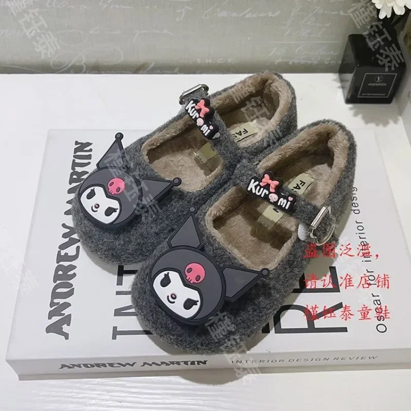 

Kawaii Sanrio Kuromi Anime Woolen Shoes Autumn Winter Cute Hello Kitty Warm Children Cotton Shoes Princess Gifts for Kids