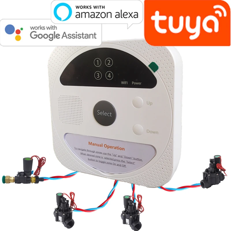 WiFi Smart Indoor 4 Station WiFi Sprinkler  System Irrigation Controller Water TimerCompatible with Alexa Google Tuya