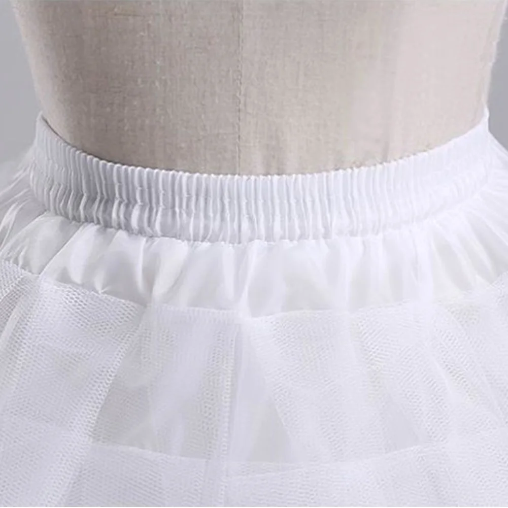2024 White Children kids Petticoat A-Line Puffy 3 Layer Kids Crinoline Trim Flower Girl Dress Underskirt Elastic Waist image 2