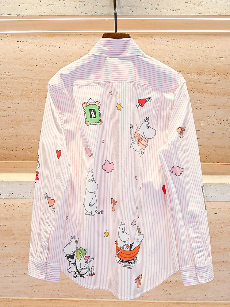 

Sweet Pink Floral Print irt Women's Premium Faion Autumn Gentle Sle Commute Straight Tube Long Sve Button up Top