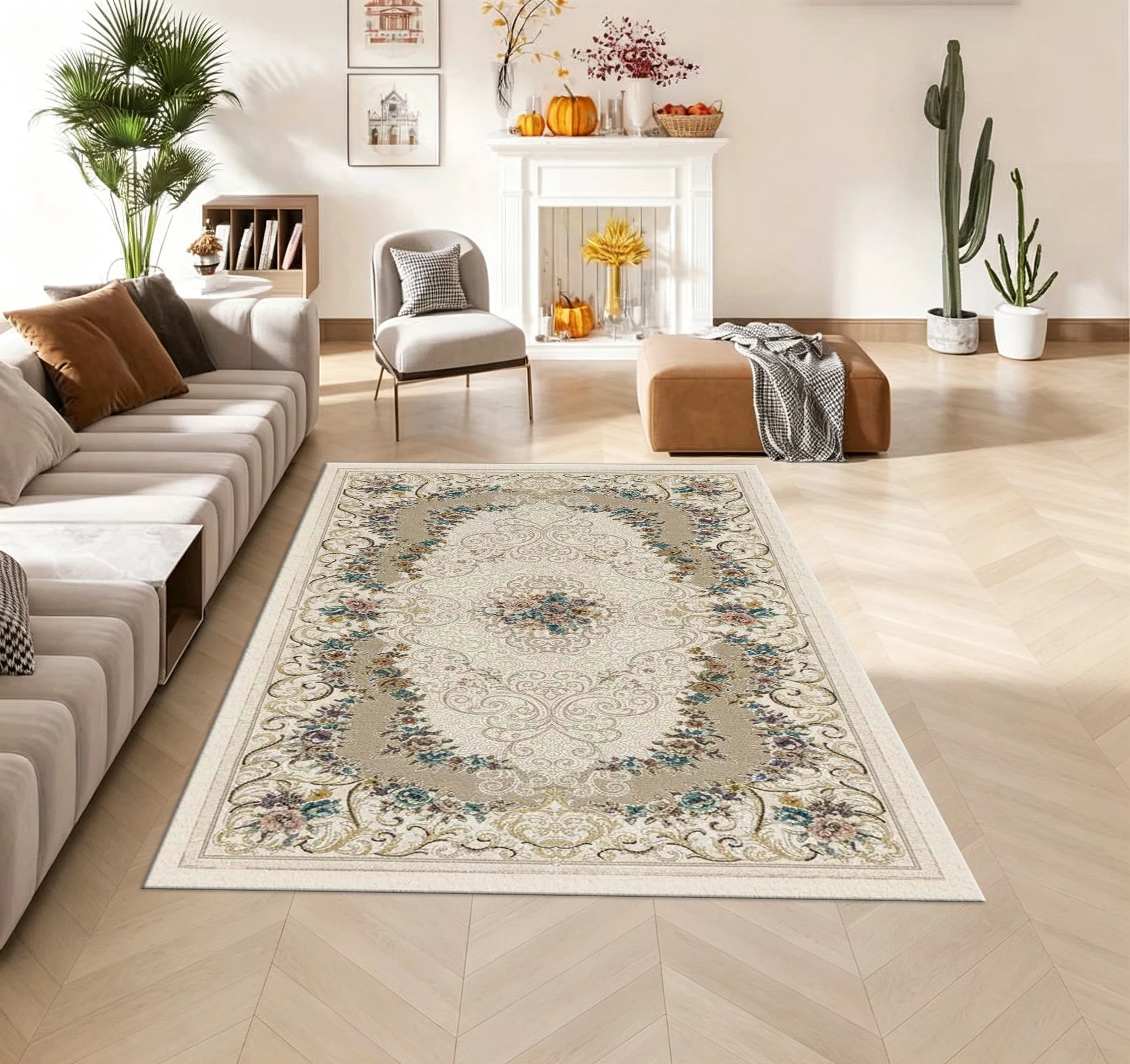 Vintage French Floral Carpet, Elegant and Gorgeous Patterned Carpet, Decorative Carpet for Living Room and Bedroom