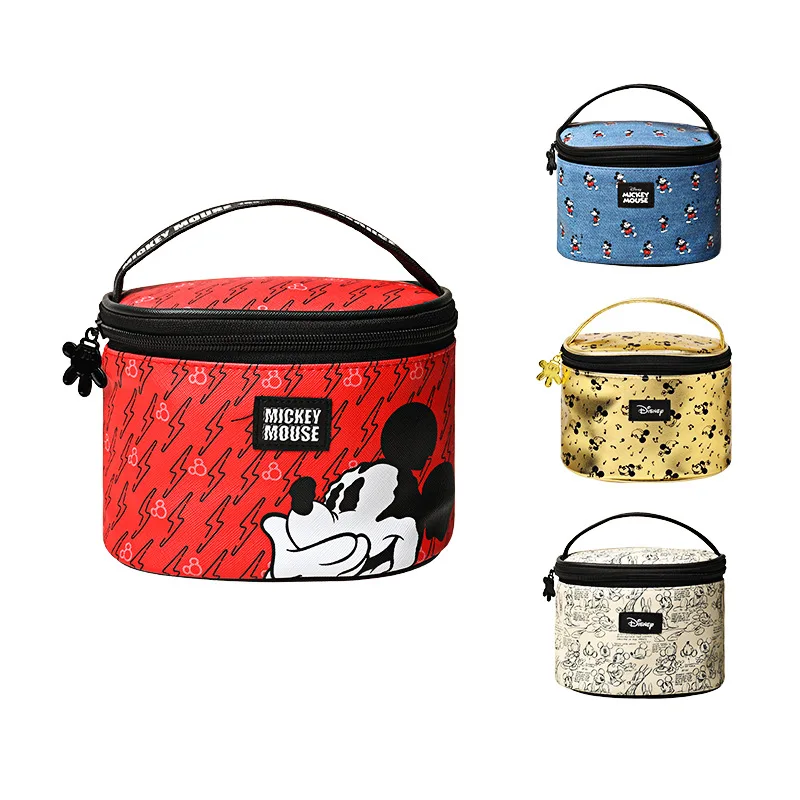 Disney Cartoon PU Mickey Mouse Waterproof Portable Bucket Cosmetic Bag