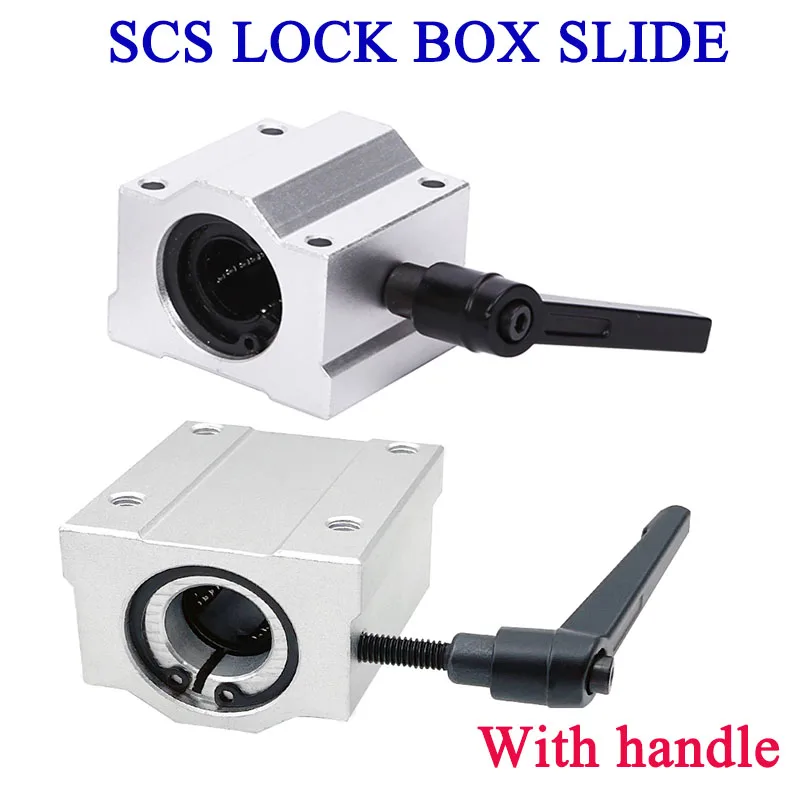 With Locking Positioning Fixed Slider Guide SCS10 SCS12 SCS16UU 20 25 Slider Optical Axis Box Linear Slider Bearing with Handle