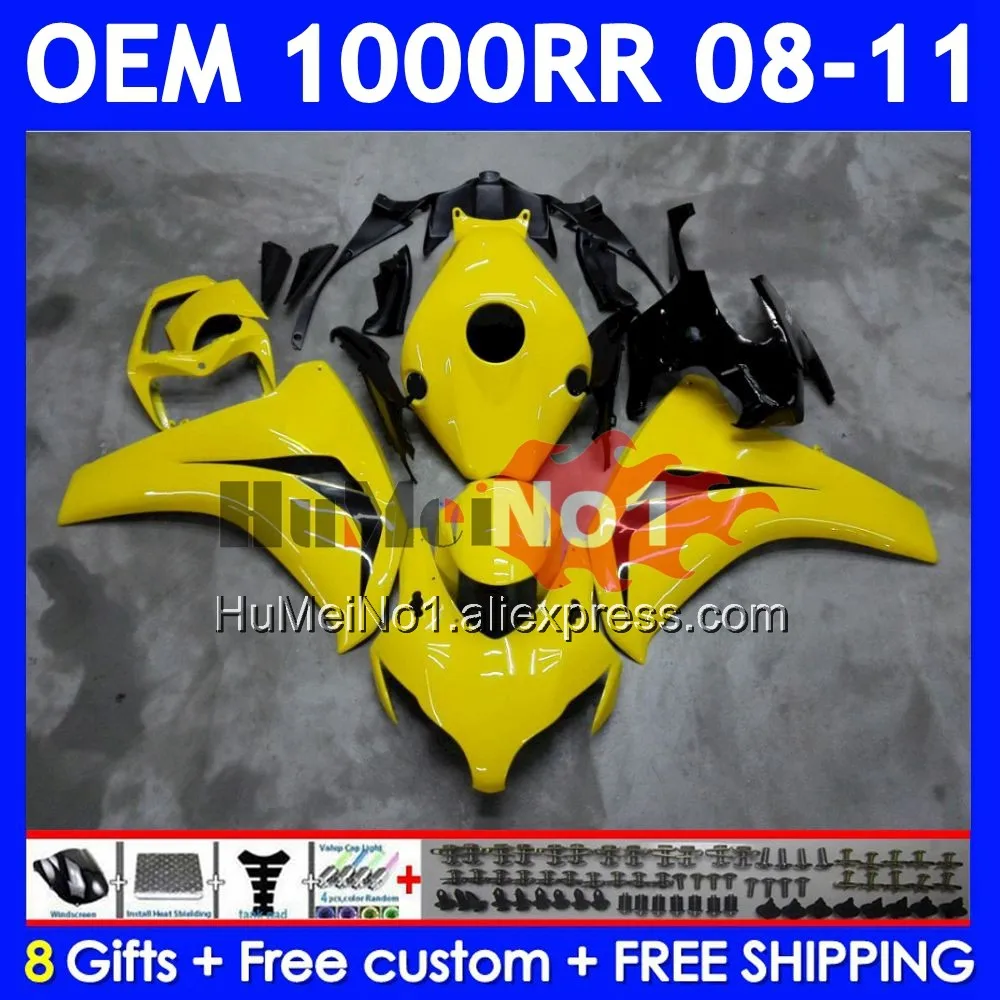 OEM Injection For HONDA CBR1000 CBR 1000 RR CC 61No.27 CBR 1000RR 2008 2009 2010 2011 CBR1000RR Gloss yellow 08 09 10 11 Fairing