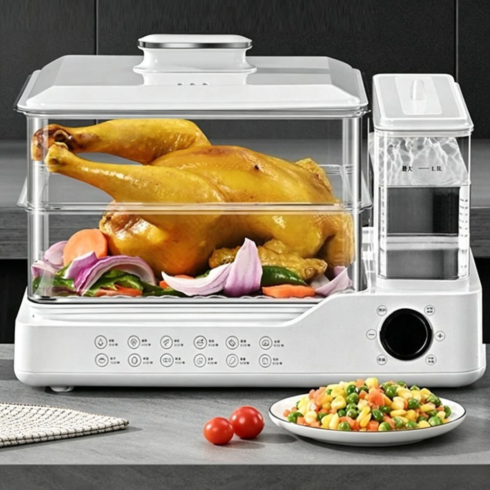 Household Multifunctional 24L 3‑Tier Electric Steamer 800W Programmable Timer for Steaming Cooking  Stewing