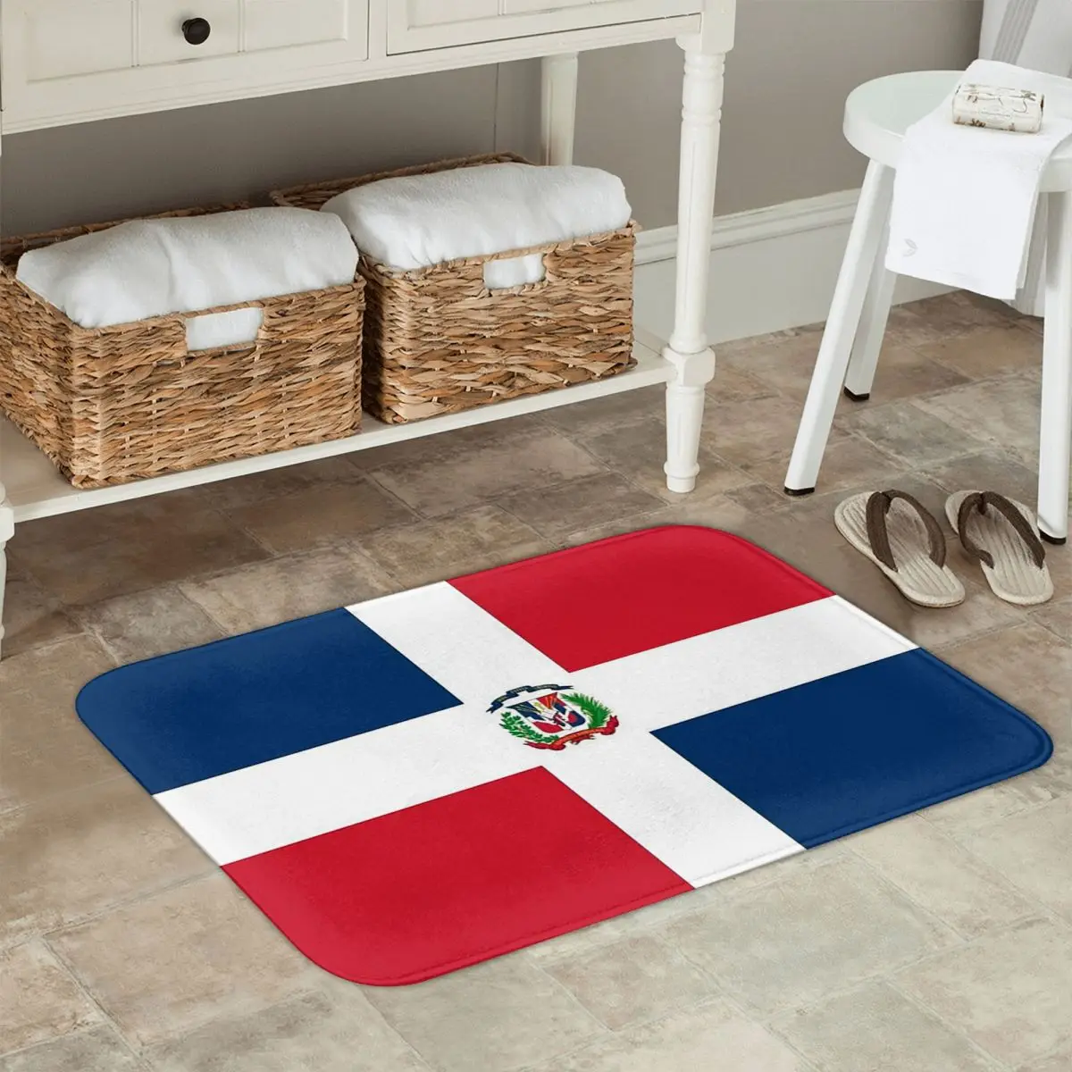 Flag Of The Dominican Republic Non-slip Doormat Floor Mat Washable Carpet Rug for Kitchen Entrance Home Bedroom Footpad Mats