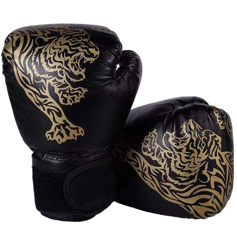 

Черные перчатки с узором пламени или тигра, тренировочные боксерские перчатки для тренировок, боксерские перчатки для женщин и мужчин, перчатки для спортзала, защита рук
