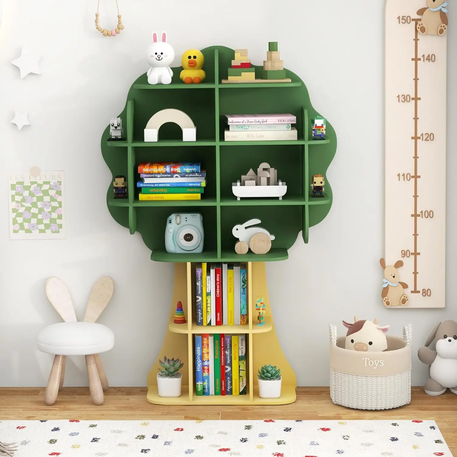 6-Tier Kids Bookshelf, Montessori Toy & Book Storage, Wooden Bookcase for Playroom, Nursery