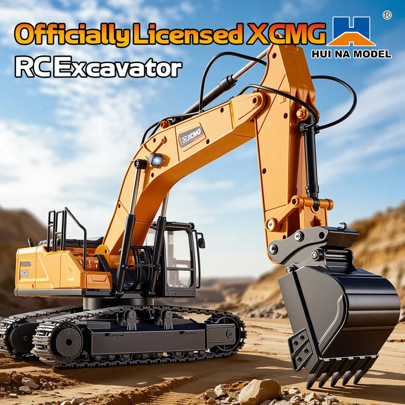 Huina 1/24 Xe1260 Electric Rc Excavator Remote Control Digger Rtr 360 Degree Rotation Model Metal Bucket Light Sound Vehicle Car
