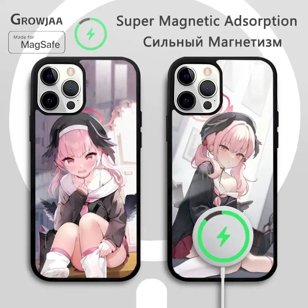 

Shimoe Blue A-Archive Phone Case For IPhone 17 16 15 14 13 12 11 Pro Max Plus Mini Magsafe Mirror Wireless Magnetic Funda