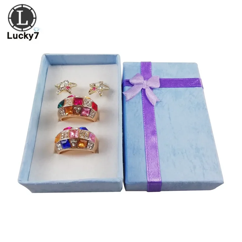 12pcs Paper Jewelry Box 5x8x2.5cm Jewelry Sets Display Box for Necklace Earrings Ring Packaging Shadow Box Jewelry Organizer