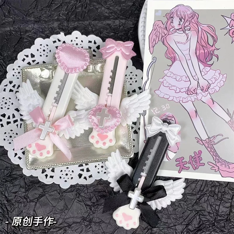 Best Girly Heart Cat Paw Angel Wings Portable Box Cutter Mini Version Student Planner Knife PortableinsWind
