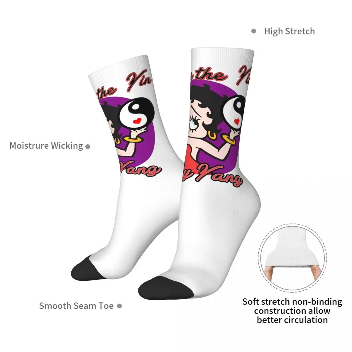 Mrs Boop Socks cartoon calze divertenti autunno antiscivolo adulti calzini da uomo calzini sportivi da esterno dal Design morbido medio