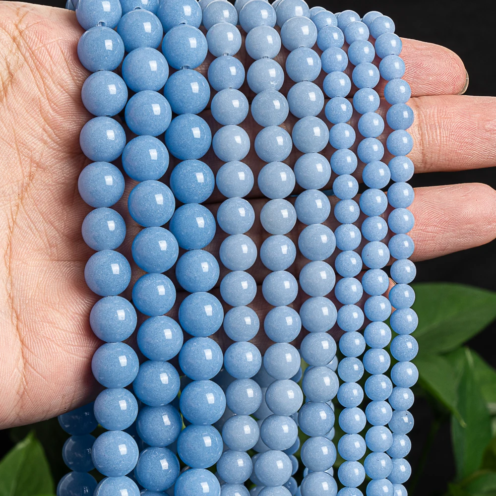 6/8/10mm Natural Stone Glow In The Dark Blue Luminous Stone Beads Round Loose Beads For Bracelet Necklace DIY Jewelry Making