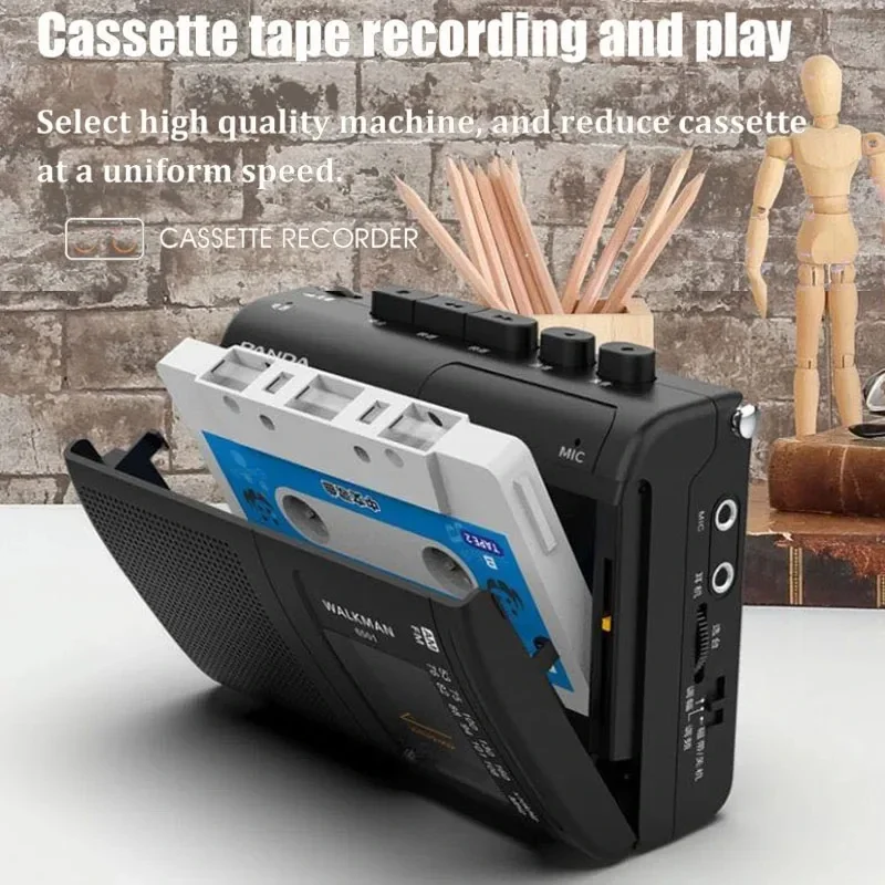 

Retro Cassette Music Player Portable Tape, AM/FM Radio Player Walkman Tape Recorders With Loudspeaker Support 3.5mm Headphone